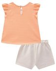 Conjunto de Bata em Malha Textura com Shorts em Moletom sem Pelúcia 83160 Infanti Bebê Menina