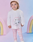 Conjunto de Bata em Meia Malha com Calça Legging em Fly Tech 89978 Infanti Bebê Menina