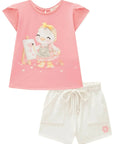 Conjunto de Bata em Meia Malha e Shorts em Molevisco 83166 Infanti Infantil Menina