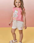 Conjunto de Bata em Meia Malha e Shorts em Molevisco 83166 Infanti Infantil Menina