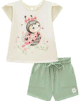 Conjunto de Bata em Meia Malha e Shorts em Molevisco 83166 Infanti Infantil Menina