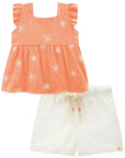 Conjunto de Bata em Tricoline Bordado e Shorts em Sarja com Elastano 87024 Infanti Bebê Menina
