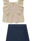 Conjunto de Bata em Tricoline com Elastano e Short Saia em Sarja com Elastano 97093 Infanti Infantil Menina