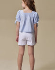 Conjunto de Bata em Tricoline Listrado e Shorts em Sarja com Elastano 97081 Infanti Infantil Menina
