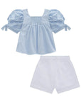 Conjunto de Bata em Tricoline Listrado e Shorts em Sarja com Elastano 97081 Infanti Infantil Menina