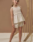 Conjunto de Bata em Tricot 100% Algodão e Shorts em Linho Deluxe 94907 Infanti Infantil Menina