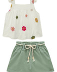 Conjunto de Bata em Viscose Bordado e Shorts em Sarja com Elastano 96500 Infanti Infantil Menina