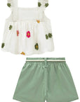Conjunto de Bata em Viscose Bordado e Shorts em Sarja com Elastano 96500 Infanti Infantil Menina