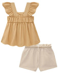 Conjunto de Bata em Viscose e Shorts em Linho com Elastano 83434 Infanti Bebê Menina