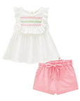 Conjunto de Bata em Viscose e Shorts em Linho com Elastano 83437 Infanti Bebê Menina