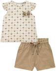 Conjunto de Bata em Viscose Sarjada com Shorts em Sarja com Elastano 93454 Infanti Infantil Menina