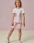 Conjunto de Blusa Alongada em Cotton e Bermuda Biker em Malha Power 96646 Infanti Infantil Menina