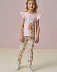Conjunto de Blusa Alongada em Cotton e Calça Legging em Malha Power 96643 Infanti Infantil Menina