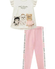 Conjunto de Blusa Alongada em Cotton e Calça Legging em Molecotton 84318 Infanti Infantil Menina