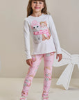 Conjunto de Blusa Alongada em Cotton e Calça Legging em Molecotton 89739 Infanti Infantil Menina