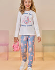 Conjunto de Blusa Alongada em Cotton e Calça Legging em Molecotton 91803 Infanti Infantil Menina