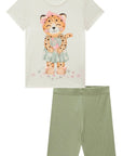Conjunto de Blusa Alongada em Malha Fresh e Biker em Canelado Fancy 85466 Infanti Infantil Menina