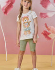 Conjunto de Blusa Alongada em Malha Fresh e Biker em Canelado Fancy 85466 Infanti Infantil Menina