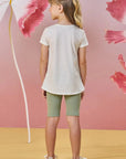 Conjunto de Blusa Alongada em Malha Fresh e Biker em Canelado Fancy 85466 Infanti Infantil Menina