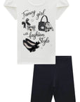 Conjunto de Blusa Alongada em Malha Power e Bermuda Biker em Canelado Liz 96891 Infanti Infantil Menina
