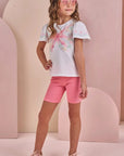 Conjunto de Blusa Alongada em Malha Power e Biker em Soft Line 87404 Infanti Infantil Menina