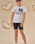 Conjunto de Blusa Alongada em Malha Power e Biker em Soft Line 88845 Infanti Infantil Menina