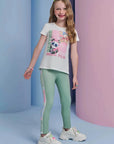Conjunto de Blusa Alongada em Malha Power e Calça Legging em Fly Tech 95323 Infanti Infantil Menina