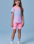 Conjunto de Blusa Alongada em Malha Yuki e Bermuda Biker em Malha UV 50+ 96470 Infanti Infantil Menina