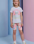 Conjunto de Blusa Alongada em Meia Malha e Bermuda Biker em Malha Power 95319 Infanti Infantil Menina