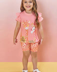 Conjunto de Blusa Alongada em Meia Malha e Biker em Malha Power 82937 Infanti Infantil Menina
