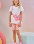 Conjunto de Blusa Alongada em Meia Malha e Biker em Malha Power 83448 Infanti Infantil Menina