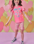Conjunto de Blusa Alongada em Meia Malha e Biker em Malha Power 88882 Infanti Infantil Menina