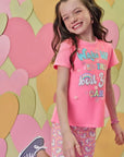 Conjunto de Blusa Alongada em Meia Malha e Biker em Malha Power 88882 Infanti Infantil Menina