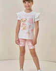 Conjunto de Blusa Alongada em Meia Malha e Biker em Molecotton 84311 Infanti Infantil Menina