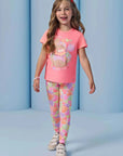 Conjunto de Blusa Alongada em Meia Malha e Calça Legging em Malha Power 95324 Infanti Infantil Menina