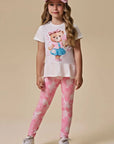Conjunto de Blusa Alongada em Meia Malha e Calça Legging em Malha Power 96630 Infanti Infantil Menina