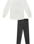 Conjunto de Blusa Alongada em Meia Malha e Calça Legging em Soft Line 91806 Infanti Infantil Menina