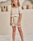 Conjunto de Blusa Boxy e Shorts em Blend de Viscose 84935 Infanti Infantil Menina