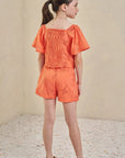 Conjunto de Blusa Boxy e Shorts em Laise Borboleta 84592 Infanti Infantil Menina