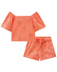 Conjunto de Blusa Boxy e Shorts em Laise Borboleta 84592 Infanti Infantil Menina