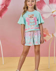 Conjunto de Blusa Boxy e Shorts em Malha Fresh 85155 Infanti Infantil Menina