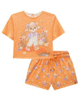 Conjunto de Blusa Boxy e Shorts em Malha Fresh 85221 Infanti Infantil Menina