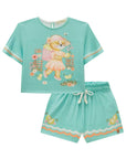 Conjunto de Blusa Boxy e Shorts em Malha Fresh 85221 Infanti Infantil Menina