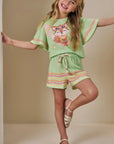 Conjunto de Blusa Boxy e Shorts em Malha Fresh 86517 Infanti Infantil Menina
