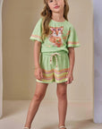 Conjunto de Blusa Boxy e Shorts em Malha Fresh 86517 Infanti Infantil Menina