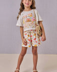 Conjunto de Blusa Boxy e Shorts em Malha Fresh 88910 Infanti Infantil Menina
