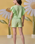 Conjunto de Blusa Boxy e Shorts em Malha Texturizada 88146 Infanti Infantil Menina