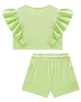 Conjunto de Blusa Boxy e Shorts em Malha Texturizada 88146 Infanti Infantil Menina