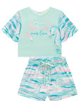 Conjunto de Blusa Boxy e Shorts em Meia Malha Fresh 88899 Infanti Infantil Menina