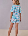 Conjunto de Blusa Boxy e Shorts em Meia Malha Fresh 88899 Infanti Infantil Menina